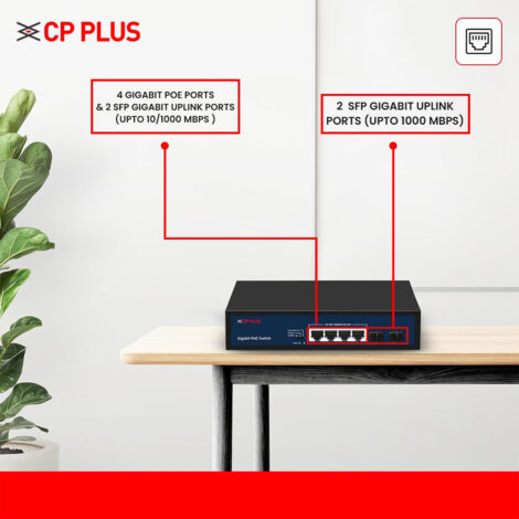 CP Plus 4 Port Giga PoE Switch (CP-DNW-GPU4G2-48) - Image 3