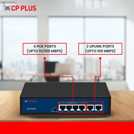 CP Plus 4 Port PoE Switch (CP-DNW-HPU4H2-48) - Image 4